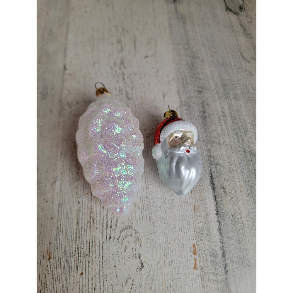 Vintage pinecone Santa Claus glass ornament Xmas‎ glitter unique